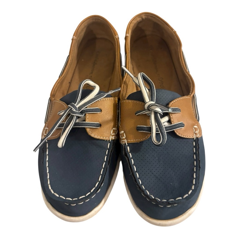 Croft & Barrow Ortholite Adagio Preppy Nautical Navy Brown Boat Shoes Size 10 M